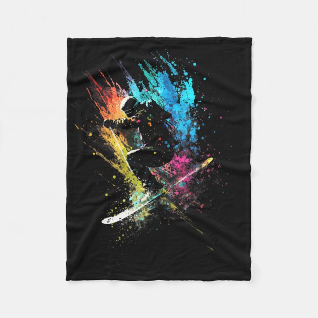 Cobertor De Velo Skier Splash Art Esqui Estilo Livre Esqui Retro Sk (Frente)