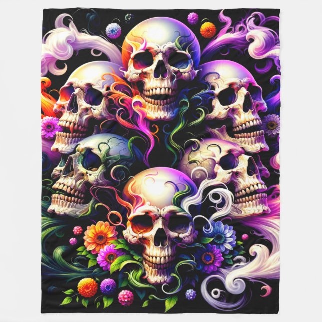 Cobertor De Velo Skull Art (Frente)