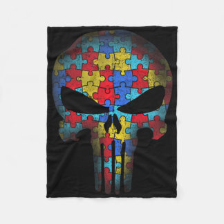 Cobertor De Velo Skull Autism Awareness Tee Mom Dad Kids Autism 