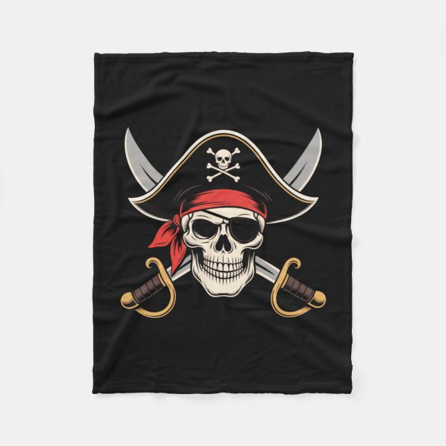 Cobertor De Velo Skull pirate jolly roger flag halloween funny (Frente)
