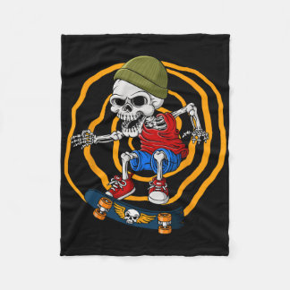 Cobertor De Velo Skull Skeleton Recreational Activity Skater Skateb