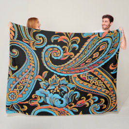 Cobertor De Velo Sky Blue e Autumn Orange Vintage Paisley