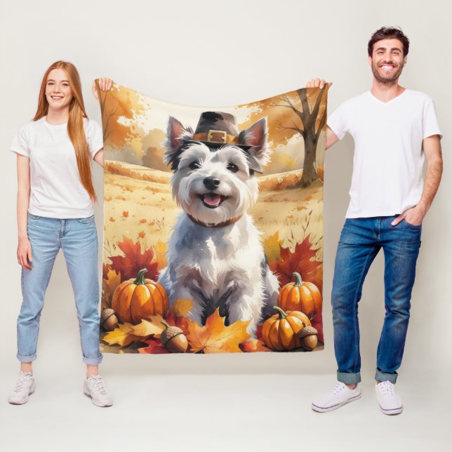 Cobertor De Velo Skye Terrier No Outono Deixa Arte De Ação De Graça (In Situ)
