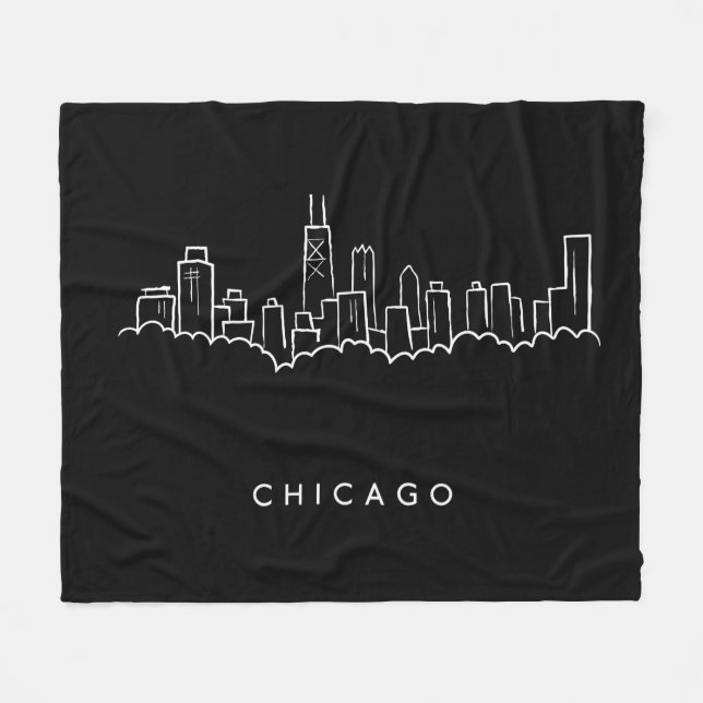 Cobertor De Velo Skyline de Chicago (Frente (Horizontal))