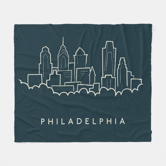 Cobertor De Velo Skyline de Philadelphfia Pensilvânia (Frente (Horizontal))