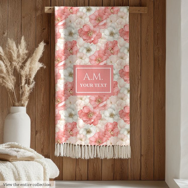 Cobertor De Velo Sleek Alcohol Ink Blush and Gold Trendy Monogram (Sleek Alcohol Ink Blush and Gold Trendy Monogram Fleece Blanket)