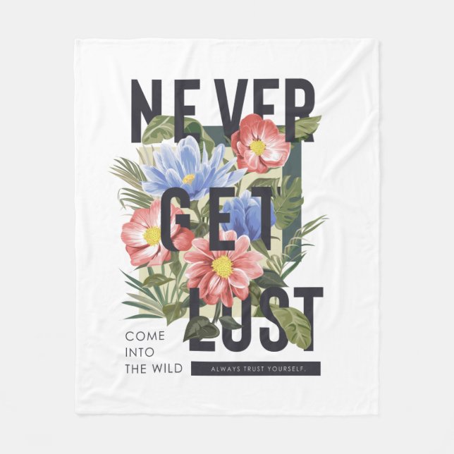 Cobertor De Velo Slogan Floral Nunca Perdido (Frente)
