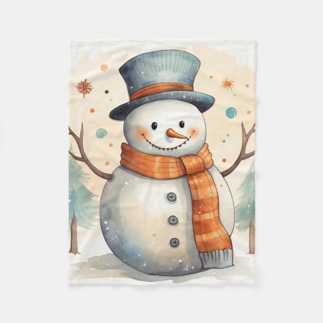 Cobertor De Velo Smiling Snowman Blanket (Frente)