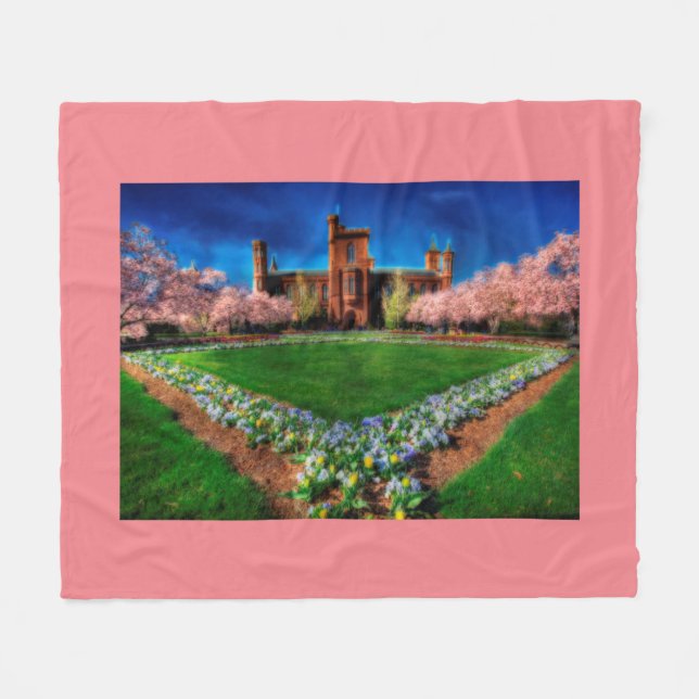 Cobertor De Velo Smithsonian Castle Cherry Blossoms (Frente (Horizontal))