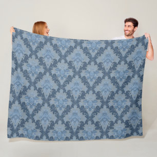 Cobertor De Velo Smokey Azul Xisto Azul Pó Macio Damask Elegante