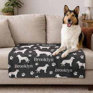 Cobertor De Velo Smooth Collie Personalized Dog Blanket Dark Gray