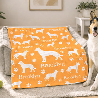 Cobertor De Velo Smooth Collie Personalized Dog Blanket Orange