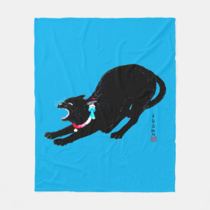Cobertor De Velo Snarling Hissing Black Japan Cat