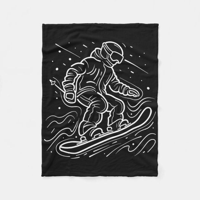 Cobertor De Velo Snowboarder Desenhando Lições de Snowboard (Frente)