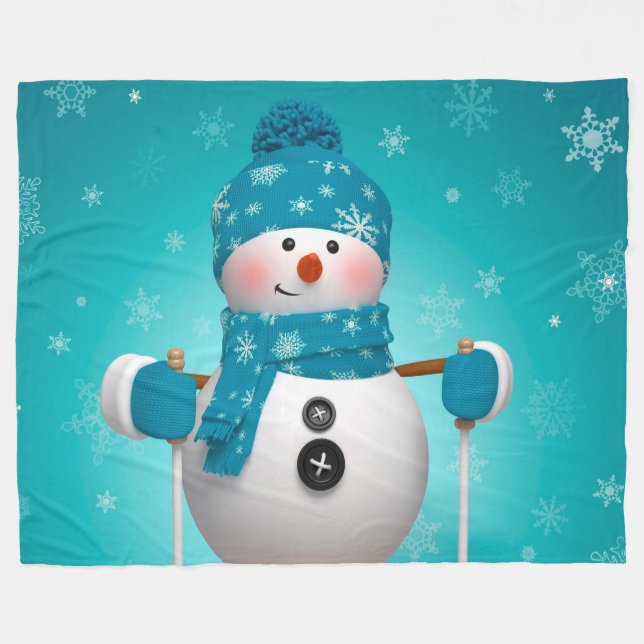Cobertor De Velo Snowman em Skis (Frente (Horizontal))