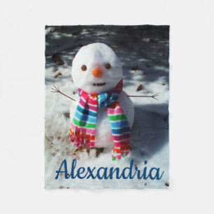 Cobertor De Velo Snowman Personalizado com Rainbow Scarf