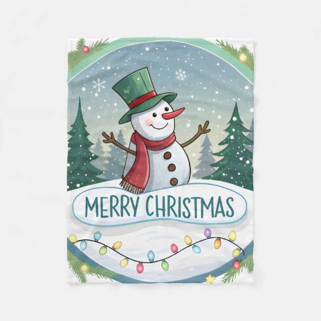Cobertor De Velo Snowman’s Joyful Christmas Welcome (Frente)
