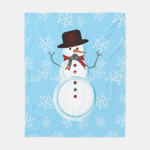 Cobertor De Velo Snowman Winter / Christmas Fleece Blanket