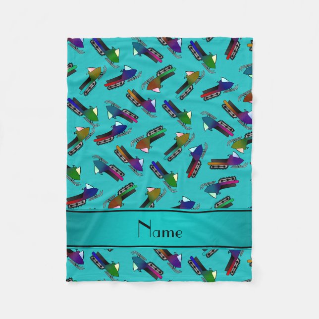 Cobertor De Velo Snowmobiles conhecidos personalizados de turquesa (Frente)