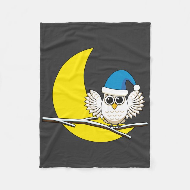 Cobertor De Velo Snowy Owl em Nova Lua Noite de inverno (Frente)