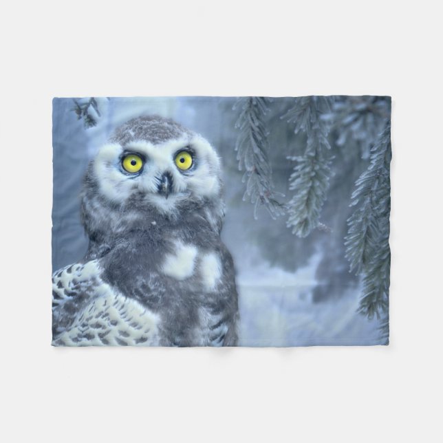 Cobertor De Velo Snowy Owl no inverno (Frente (Horizontal))