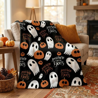 Cobertor De Velo Só Aqui Para O Outono E O Halloween Do Boos Cute