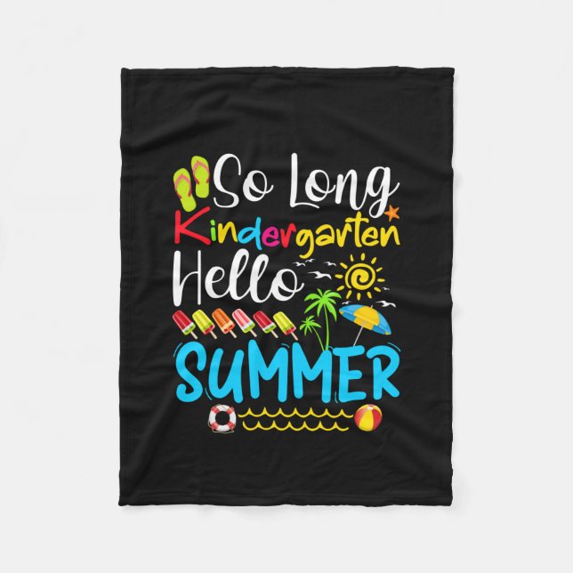 Cobertor De Velo So Long Kindergarten Grade Hello Summer (Frente)