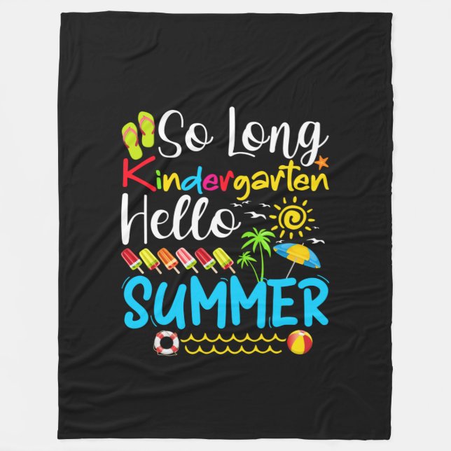 Cobertor De Velo So Long Kindergarten Grade Hello Summer (Frente)