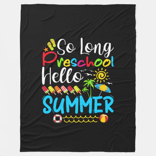 Cobertor De Velo So Long Preschool Hello Summer Last Day Of School. (Frente)