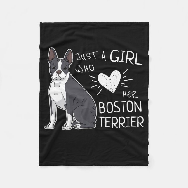 Cobertor De Velo Só Uma Garota Que Ama O Prêmio De Boston Terrier (Frente)