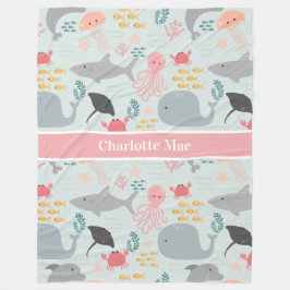 Cobertor De Velo Sob O Padrão De Amigos Do Mar