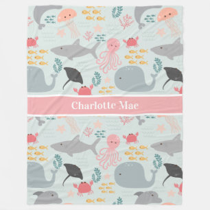 Cobertor De Velo Sob O Padrão De Amigos Do Mar