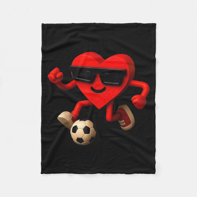 Cobertor De Velo Soccer Valentines Day Cute Funny Heart Boys Girls  (Frente)