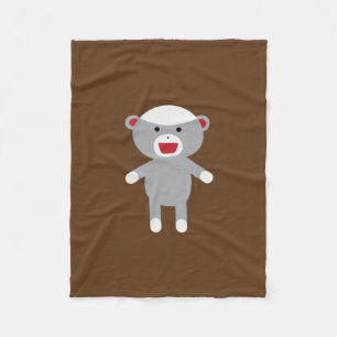 Cobertor De Velo Sock Monkey Fleece Blanket