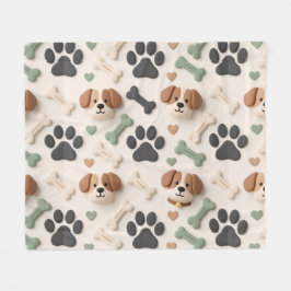 Cobertor De Velo Soft Modern Farmhouse Paw Print Fleece Pet Blanket