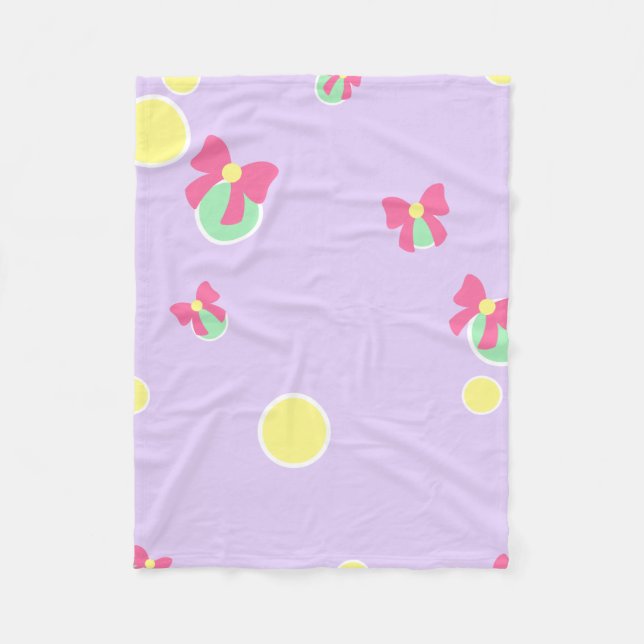 Cobertor De Velo soft pastel polka dots and bows (Frente)