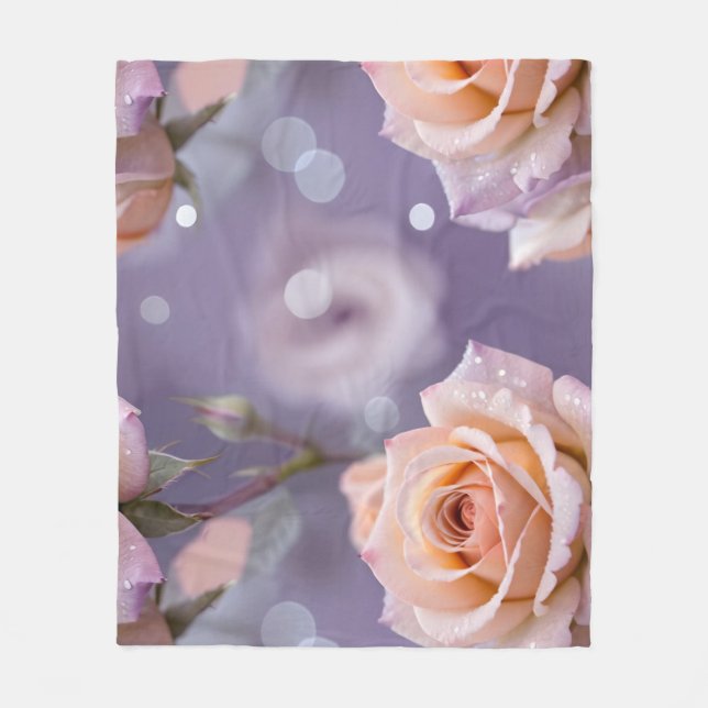 Cobertor De Velo Soft Pastel Roses In Shades Of Peach And Pale Pink (Frente)
