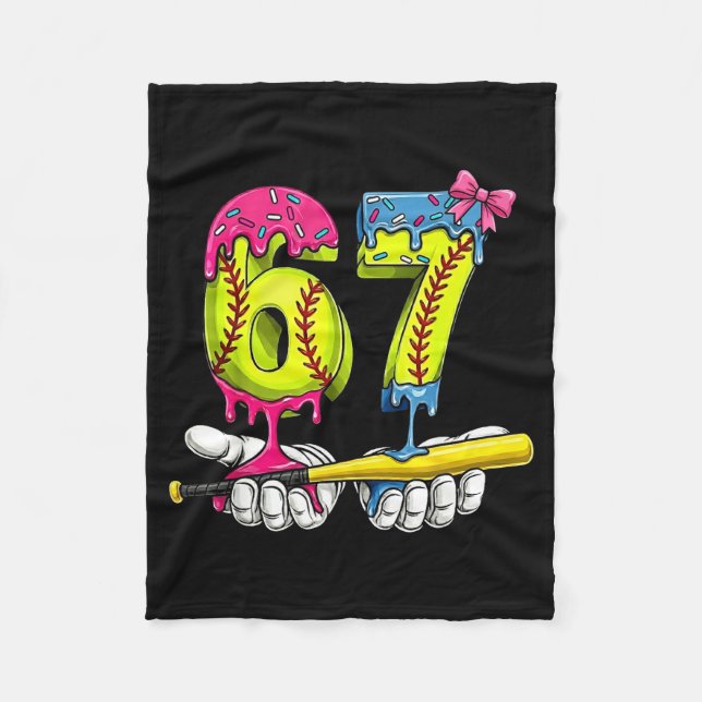 Cobertor De Velo Softball 67 Ice Cream Drip Six Seven Boys Funny Me (Frente)