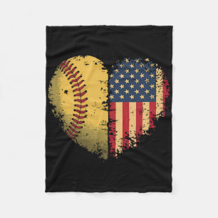 Cobertor De Velo Softball Coração Bandeira Americana Patriótico Sof