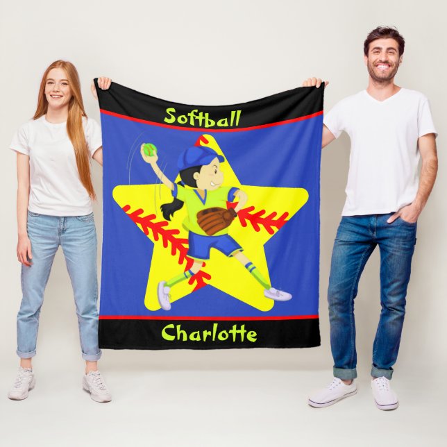 Cobertor De Velo Softball Girls Star Pitcher Personalizadas (In Situ)