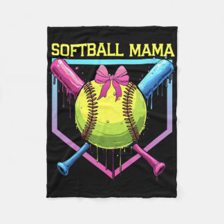 Cobertor De Velo Softball Mama Home Plate Drip Coquette Bow Women S