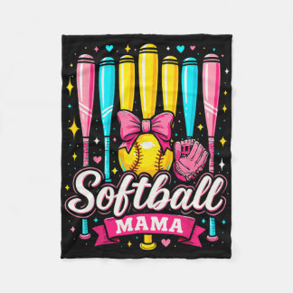 Cobertor De Velo Softball Mama Softball Coquette Bow Softball 