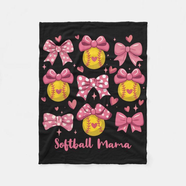 Cobertor De Velo Softball Mama Softball Coquette Bow Softball Mom M (Frente)
