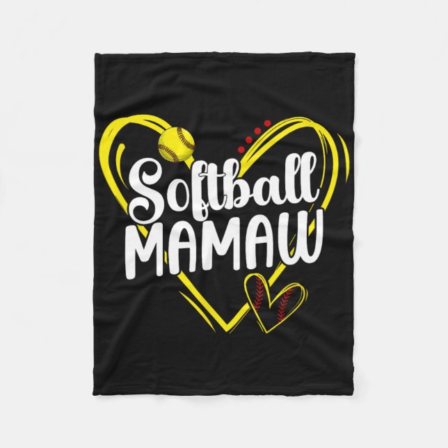 Cobertor De Velo Softball Mamaw Heart Mamaw Of A Softball Player Ma (Frente)