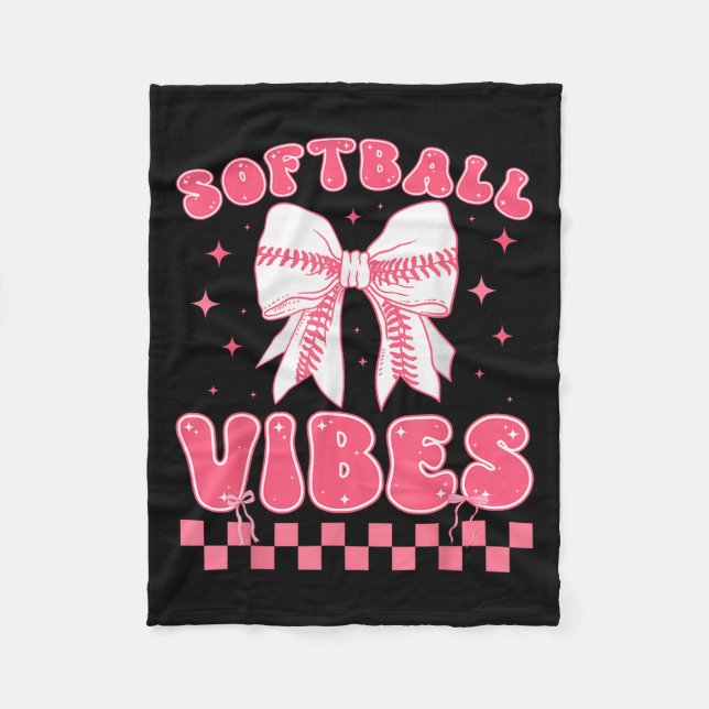 Cobertor De Velo Softball Vibes Softball Couqette Groovy Softball G (Frente)