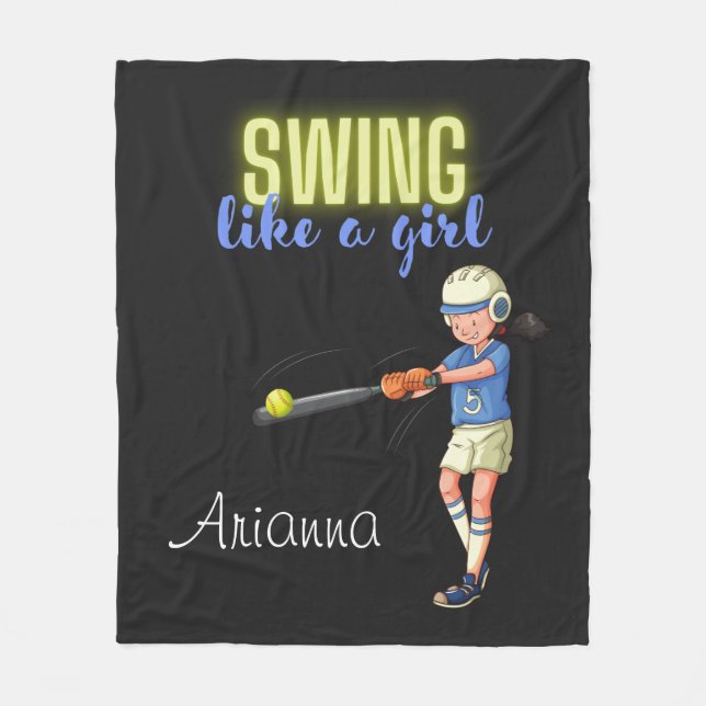 Cobertor De Velo Softbol Swing Like A Girl     (Frente)