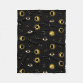 Cobertor De Velo Sol Celestial Dourado Negro e Lua