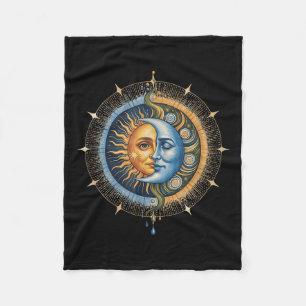 Cobertor De Velo Sol e Lua Celestial Boho Místico Hippie 90s _3