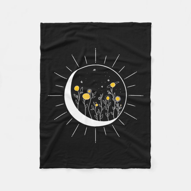 Cobertor De Velo Sol Lua Solar Eclipse Flor Planetas Funerários (Frente)