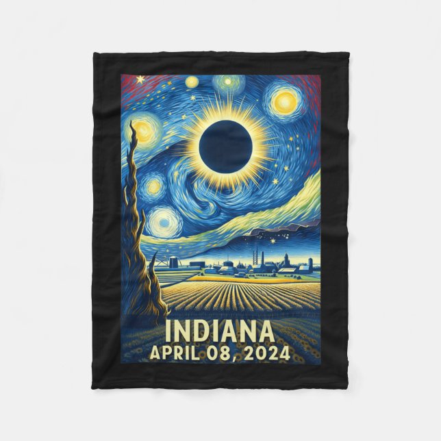 Cobertor De Velo Solar Eclipse 2024 Indiana Starry Night (Frente)